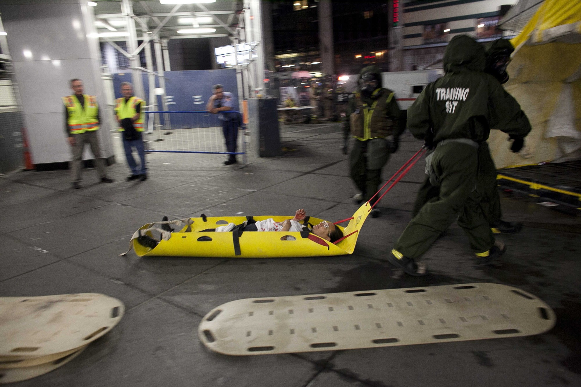 US Marines And New York Fire Fighters Take Part In Chemical Incident Drill In Penn Station