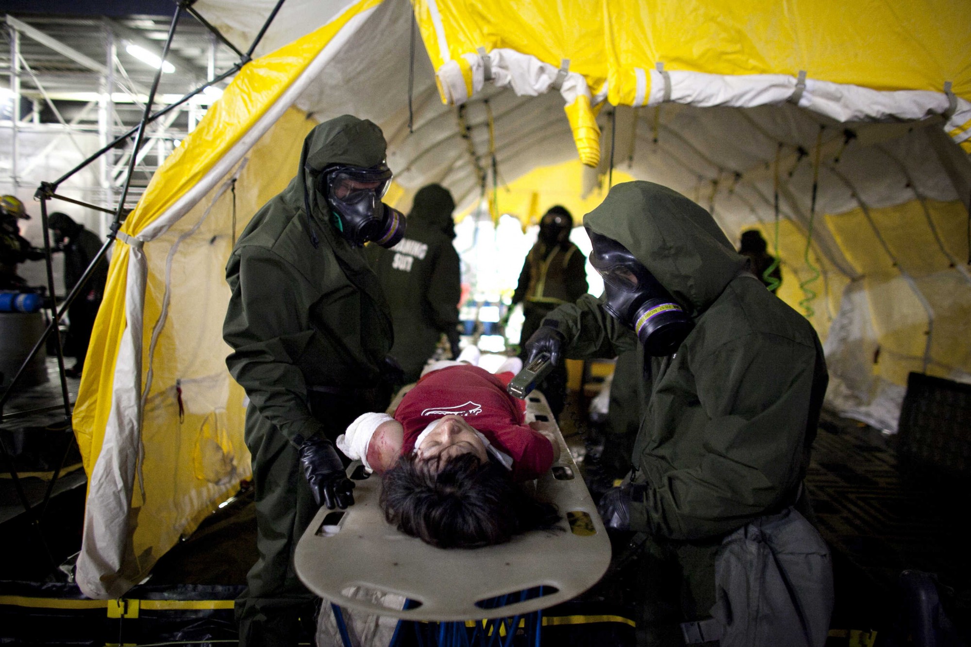 US Marines And New York Fire Fighters Take Part In Chemical Incident Drill In Penn Station