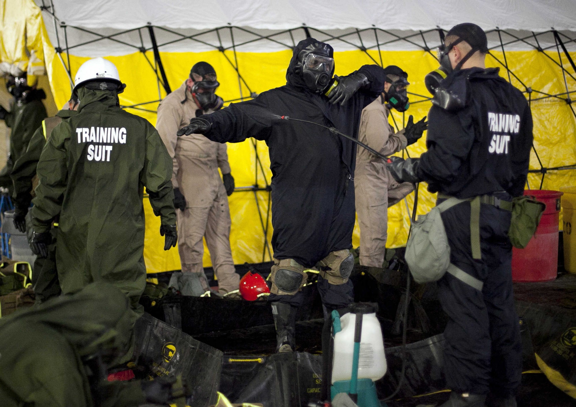 US Marines And New York Fire Fighters Take Part In Chemical Incident Drill In Penn Station
